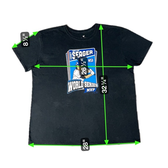 Corey Seager 2020 World Series MVP Dodgers T-Shirt 2XL Black MLB Fanatics - Picture 3 of 5